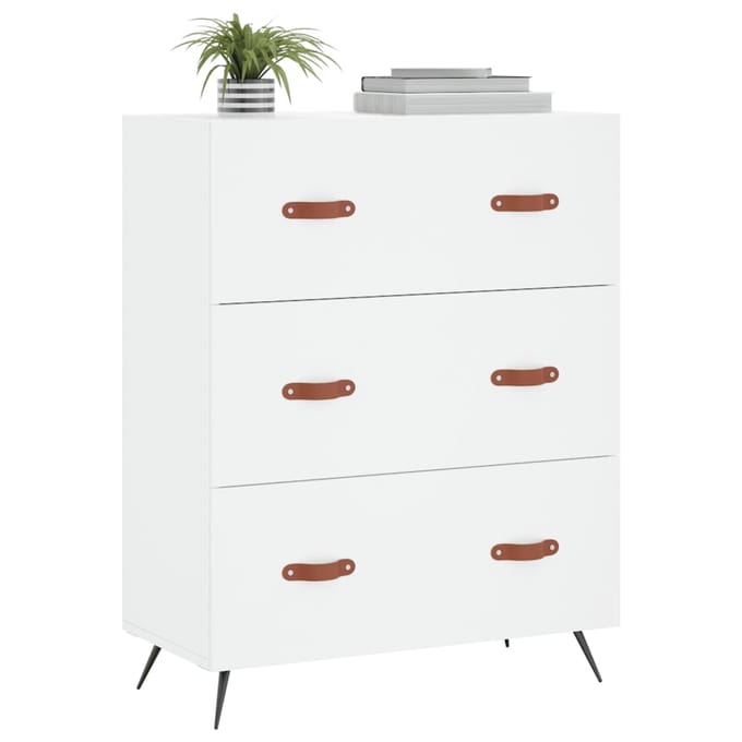 vidaXL - Ladekast - 69,5x34x90 - cm - bewerkt - hout - wit