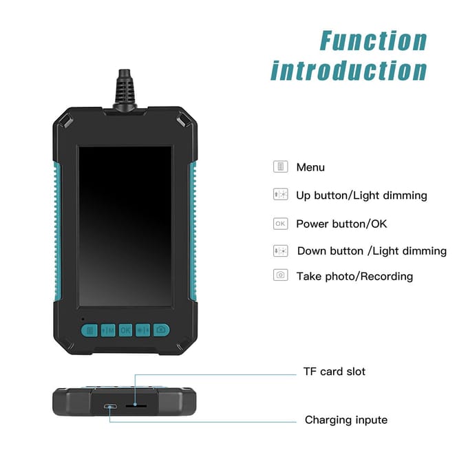 Handheld endoscoop 4,3 inch IPS-scherm 1080P High Definition IP68 industriële thuisendoscopen met 10M black