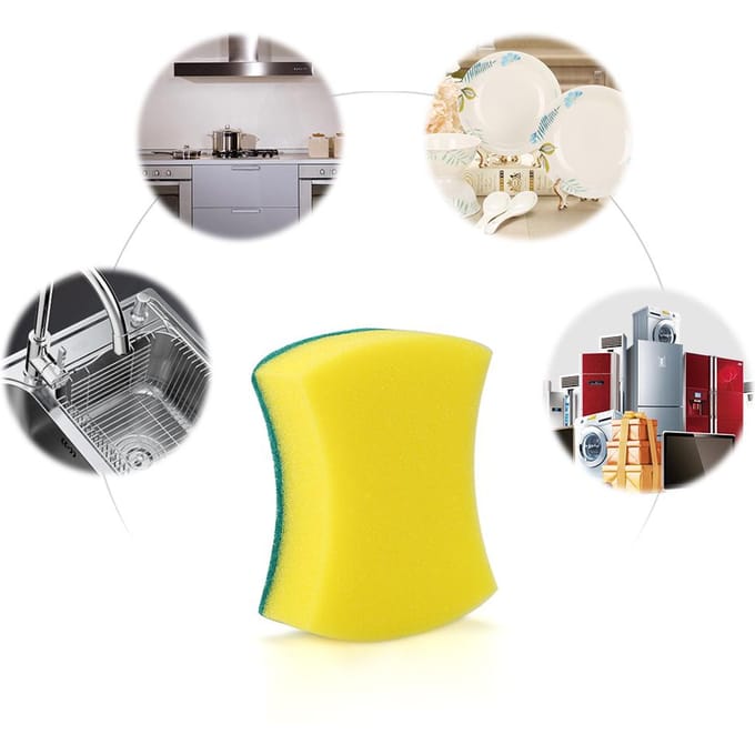 Esonmus 20 stuks Multifunctionele Dubbelzijdige Spons Schuurpads yellow