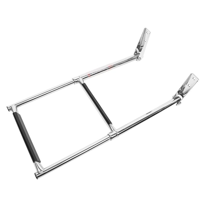 2-traps roestvrijstalen telescopische bootladder, antislip, uitschuifbare steigerladder voor bootjacht wit