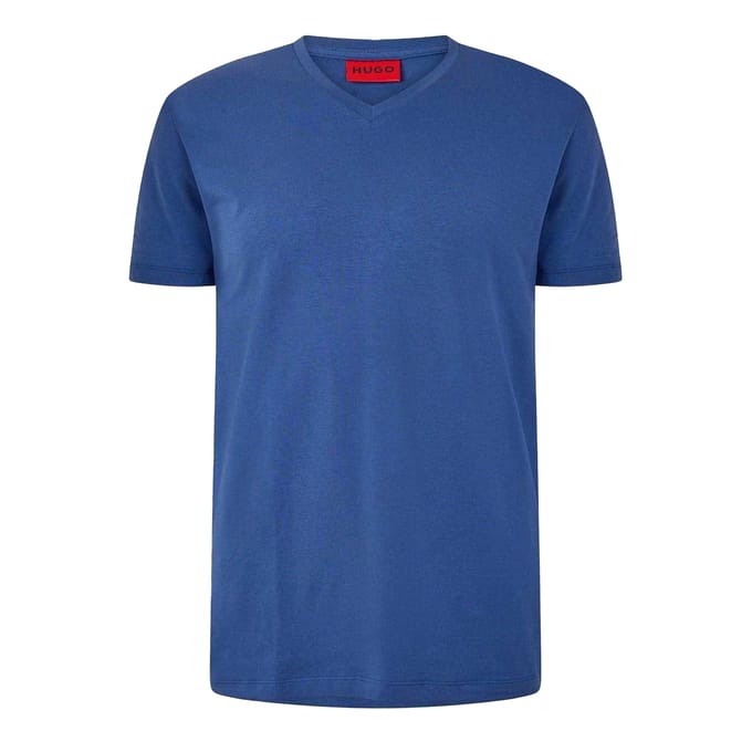 Hugo Heren effen V-hals T-shirt (Medium Blauw)