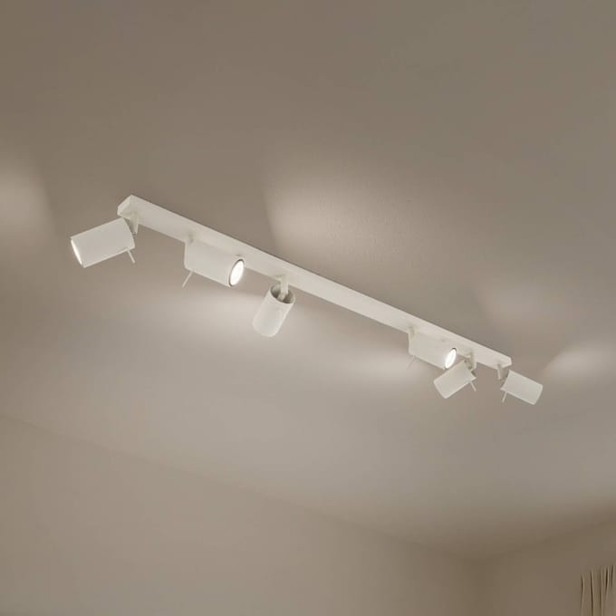 SOLLUX LIGHTING Ring plafondspot, beige, lengte 117 cm, staal, 6-lamps.