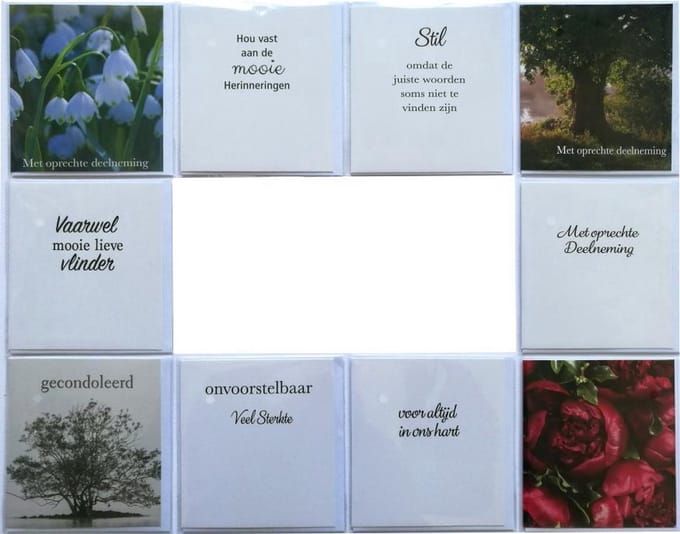 Condoleance Kaarten - 10 Stuks - Met oprechte Deelneming - 12 x 11 cm - L-130