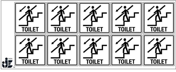 Toilet trap omlaag sticker | 5 x 5 cm - 10 stuks per vel