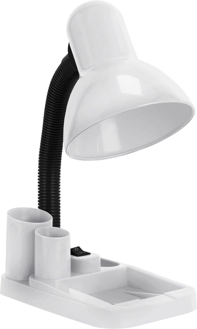 IDOL - Bureaulamp - E27 Fitting - Verstelbaar - Retro - Klassiek - Rond - Wit
