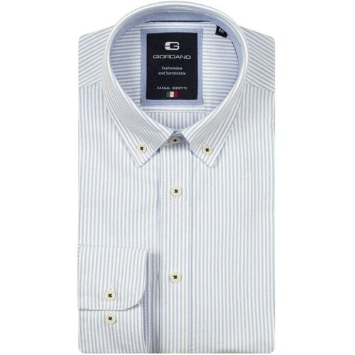 Giordano Overhemd Loretto Fine Striped Washed Classic Oxford Button-Down Soft Blue / male