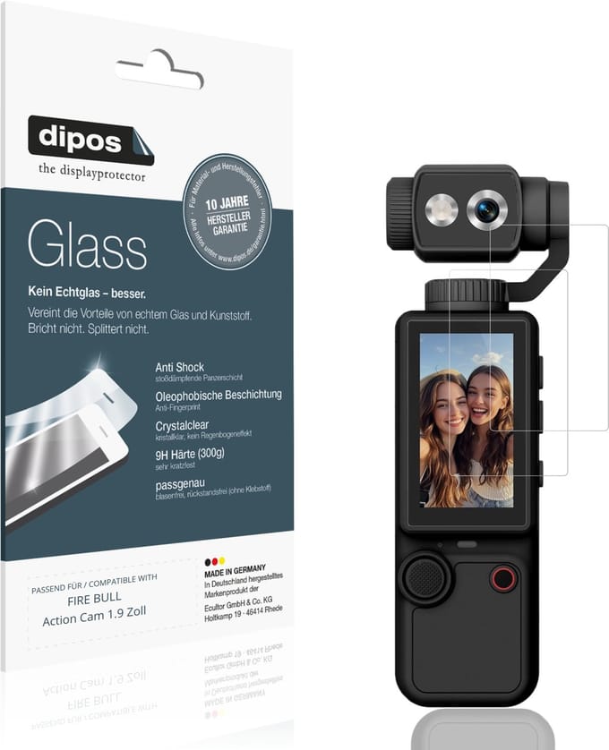 dipos – 2x Pantserfolie geschikt voor FIRE BULL Action Cam 1.9 Inch | 9H Screenprotector