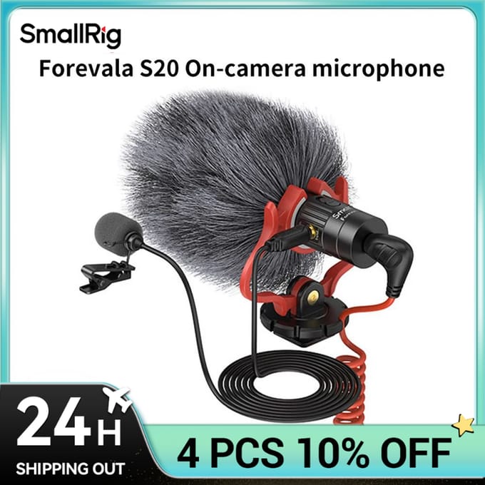SmallRig S20 microfoon op de camera met shockmount videomicrofoon stereomicrofoon voor DSLR-camera's voor iPhone en smartphones 3468 S20 Microphone