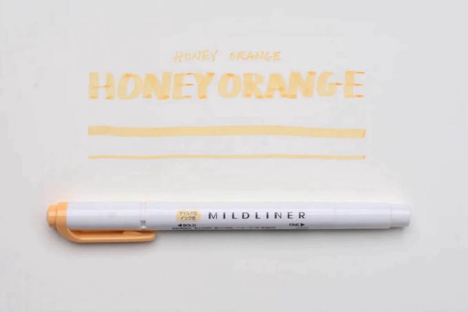 Zebra Mildliner Double-Sided Highlighter - Fine / Bold – Mild Honey Orange / WKT7-MHOR