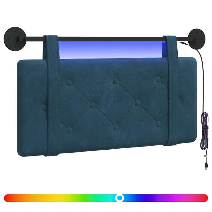 vidaXL - Hangend - hoofdbord - Met - LED-verlichting - Blauw - Fluweel