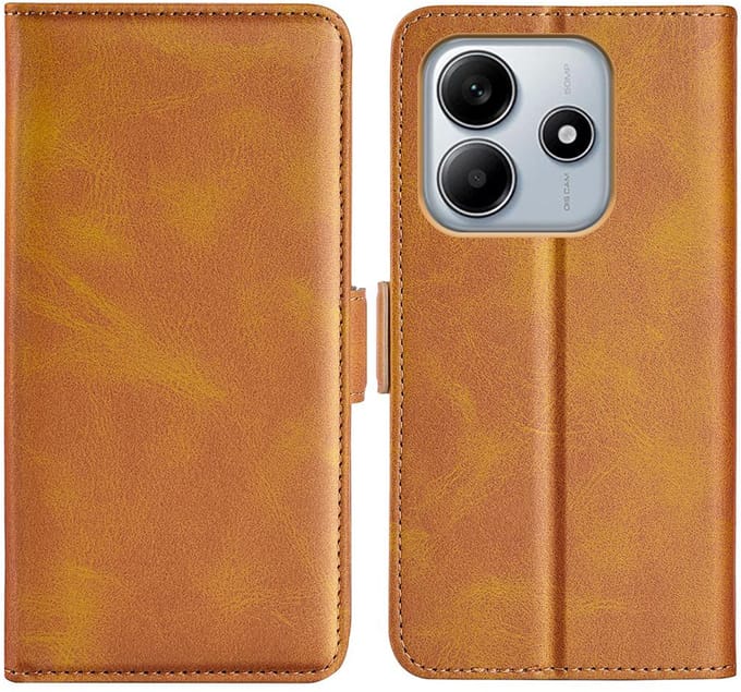 MobyDefend Hoesje - Geschikt voor Xiaomi Redmi Note 14 5G - Luxe Wallet Book Case (Sluiting Zijkant) - Lichtbruin
