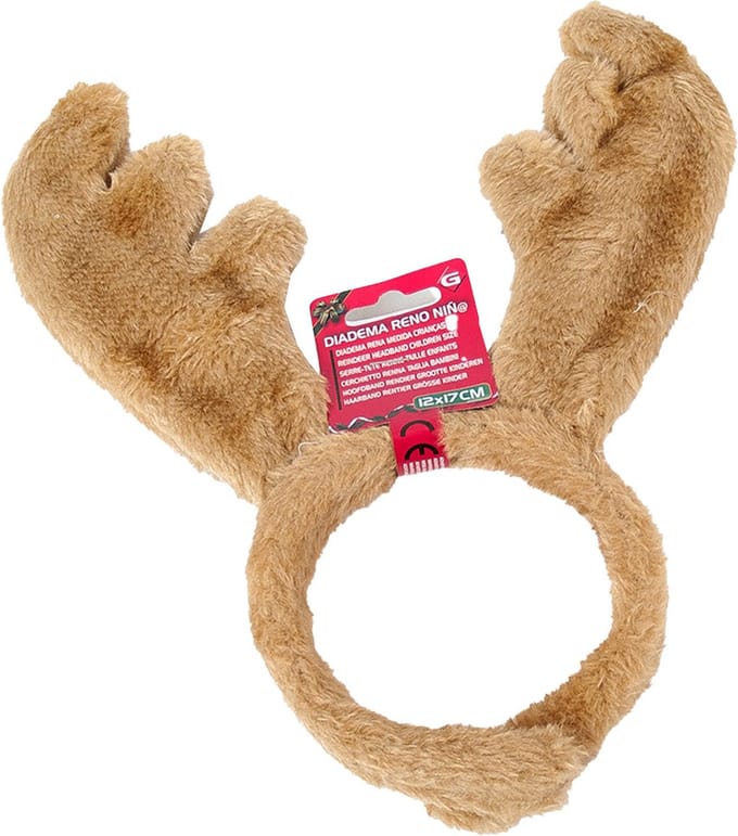 Gerimport Kerst diadeem/haarband - rendier gewei - bruin - nep bont - voor kinderen