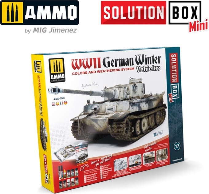 AMMO by Mig Jimenez Modelbouwdecoratie - MIG 7901 How to paint WWII German winter vehicles - Mini Solution Box Effecten set