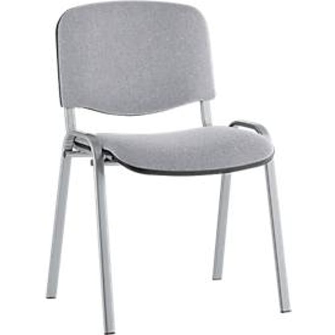 Bezoekerstoel ISO BASIC – stapelbaar - zilverkleurig aluminium onderstel - lichtgrijs
