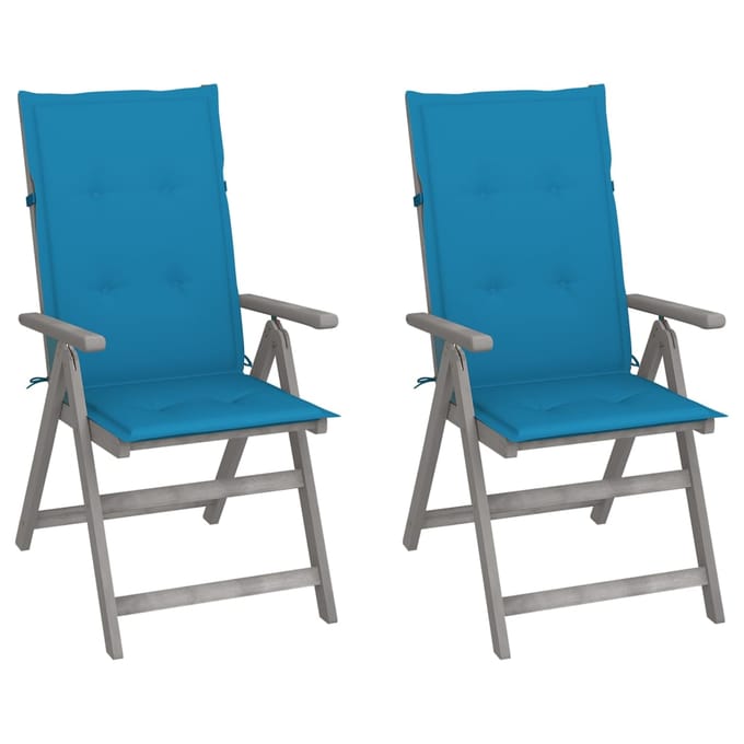 vidaXL - Tuinstoelen - 2 - st - verstelbaar - met - kussens - massief - acaciahout