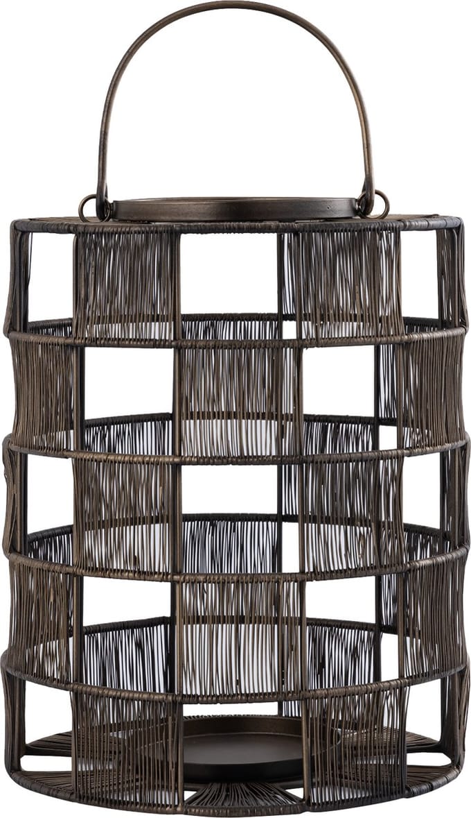 PTMD Stenn Lantaarn - 24x24x30 cm - Ijzer - Messing