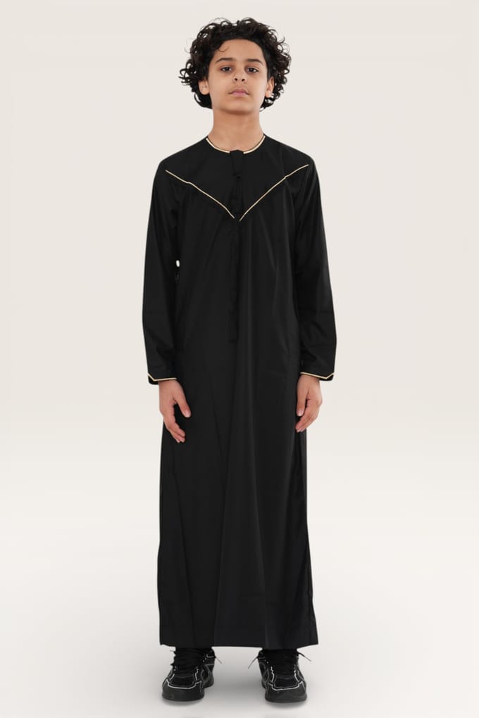 Kinderen jongens zwart Ramadan Marokkaanse Jubba gewaad Djellaba Kaftan Eid Thobe LFS-K-TT-006