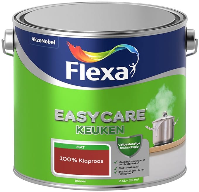 Flexa - Easycare Keuken - 100% Klaproos - Mengverf - 2,5 L
