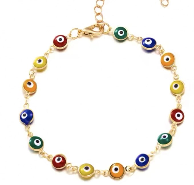Enkelbandje goudkleurig evil eye - Charme Bijoux