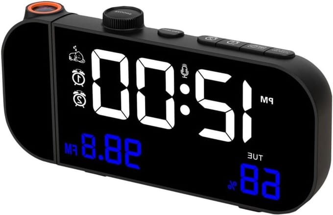 Projectiewekker - Digitale Klok - Wakker Worden - Verstelbare Projectie - 178mm Lengte - Zwart