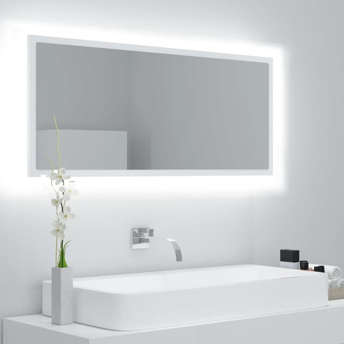 vidaXL - Badkamerspiegel - LED - 100x8,5x37 - cm - acryl - wit