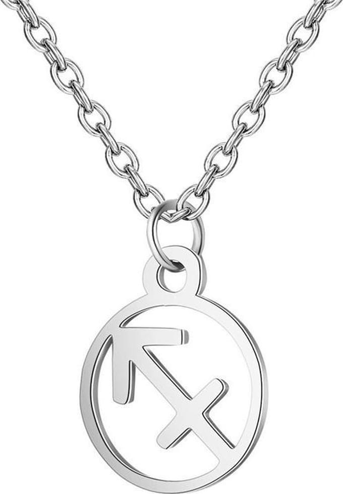 24/7 Jewelry Collection Boogschutter Ketting - Cirkel - Sterrenbeeld - Horoscoop - Zilverkleurig