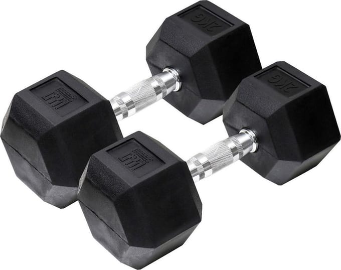 Orange Gym, Hex Dumbbell – 2KG – Set van 2 - hexagon dumbbells - neoprene dumbbell -