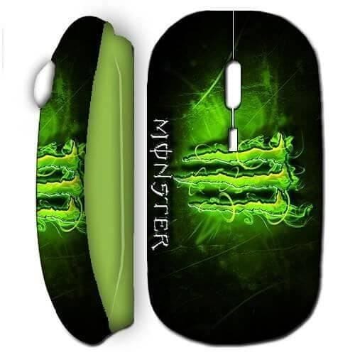 Souris sans fil - Monster Energy - Vert - USB wifi - Compatible Mac et PC - Ergonomique