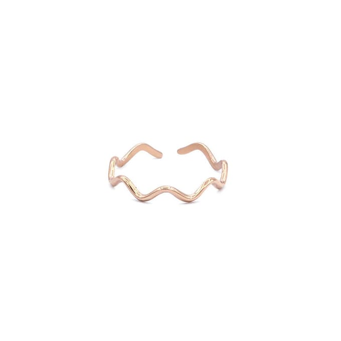 Mint15 Verstelbare ring golven 'Waves' - Roségoudkleur RVS/Stainless Steel