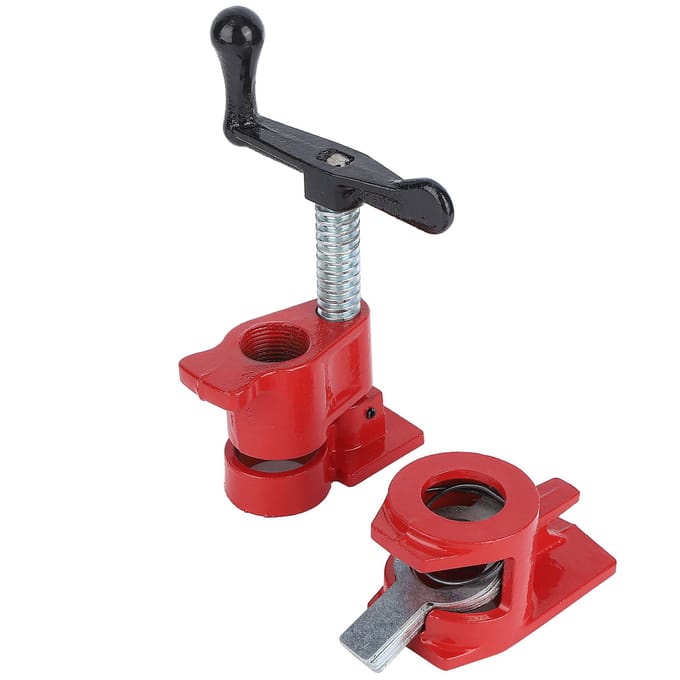 Lot de 4 pinces à dégagement rapide de 3/4 po pour établi de travail du bois, en fer et en métal, à base large et robuste red