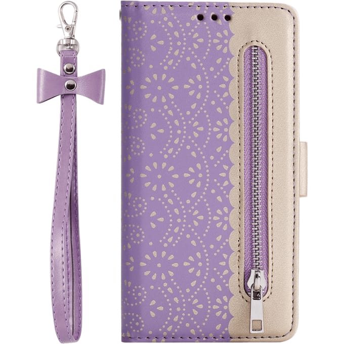 Mocaa Samsung Galaxy A25 Zipper Book Hoesje Paars