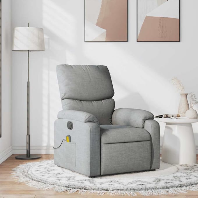 vidaXL - Massagestoel - verstelbaar - stof - lichtgrijs