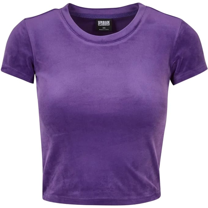 Urban Classics - Short Velvet tee Top - XS - Paars