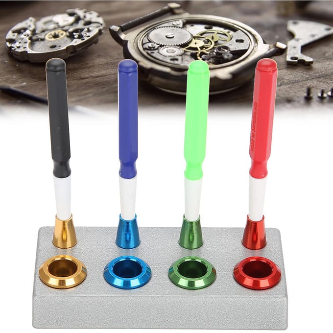 Kit de lubrification pour montres professionnelles, 4 gobelets et 4 stylos à huile, outil de réparation pour horloger gray