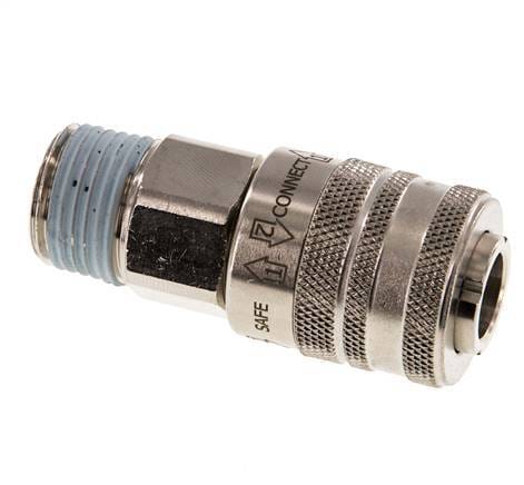 Vernikkeld Messing DN 7.8 Safety Luchtkoppeling Snelkoppeling R 1/2 inch Buitendraad - CLS7-M-BN-SE-012
