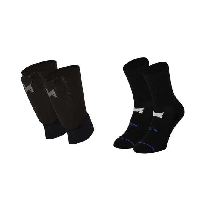 Xtreme - Gripsokken + scheenbeschermers + enkelbandjes - Zwart - Zwart / XL