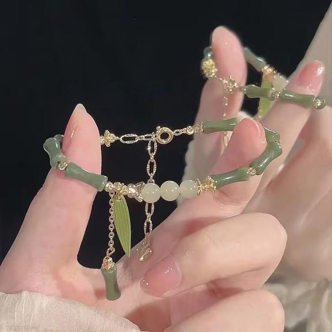 Creatieve groene bamboe kralen armband Retro Chinese stijl eenvoudige armband 1pc gray