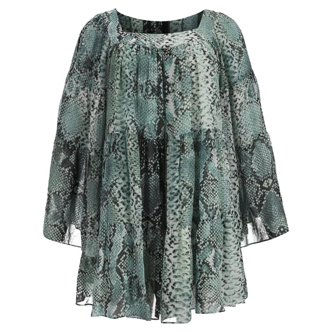 Pierre Balmain blouse van chiffon met slangenprint in groene zijde