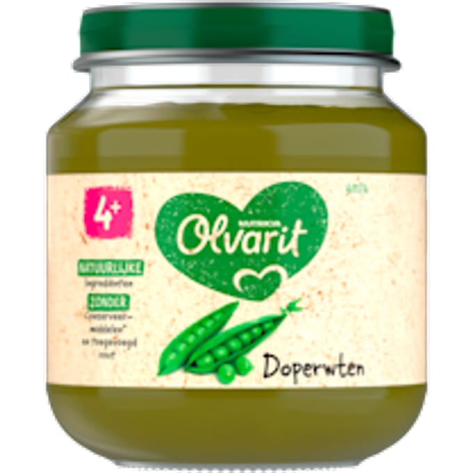 Olvarit - Groentehapje - Doperwten - 4+ maanden - 125 gr