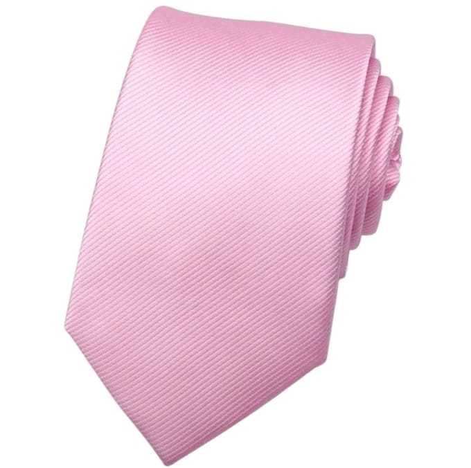 Fako Fashion - Brede Stropdas - Gestreept - Ribstructuur - 100% Zijde - Effen - 8cm - 145cm - Roze