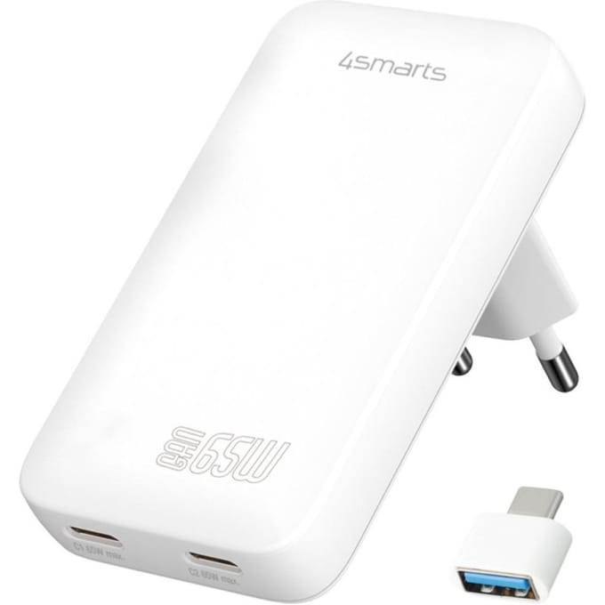 4smarts FlatPlug 65W Power Delivery Dual Quick Charge USB-C Oplader Wit