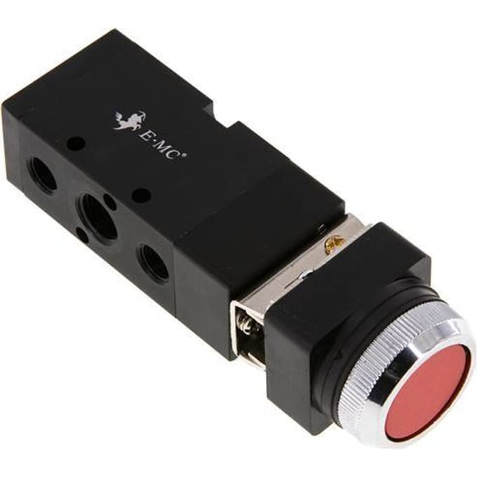 5/2 G1/4'' (G1/8'') Knopbediend Ventiel Rood 0-8bar/0-112psi E.MC