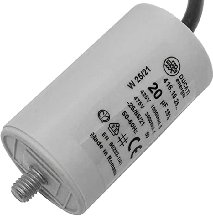 Startcondensator 20µF - Motorcondensator 400V met 35cm Kabel in Kunststof Behuizing