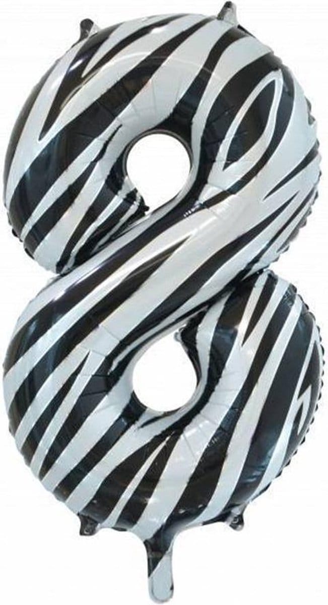 Folieballon Cijfer 8 Zebraprint 86 cm