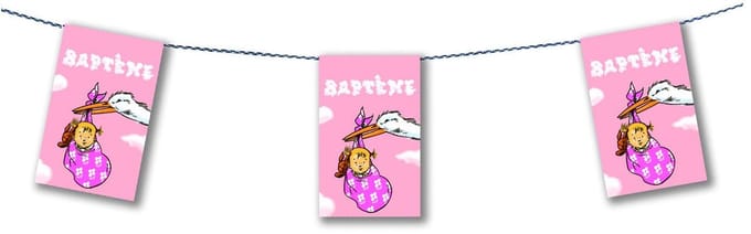 CHRISTIANFABRICATIONS - Papieren slinger doop meisje roze 4,5 m