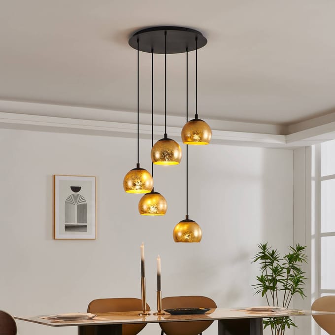 EGLO Albaraccin Hanglamp - E27 - Ø 58,5 cm - glas - Zwart/Goud