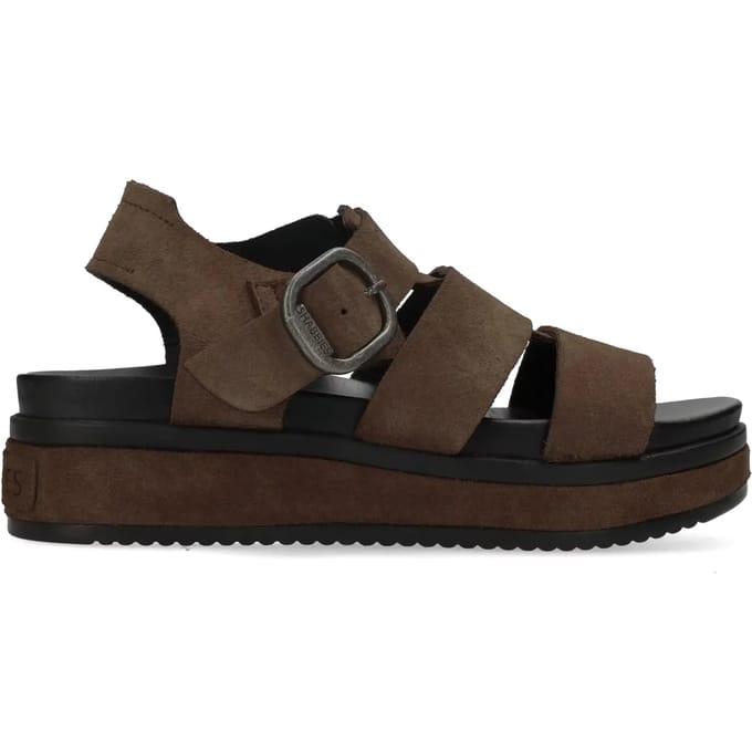 Shabbies Amsterdam - Maro Bold Sandaal Suède Donkerbruin - Maat 40