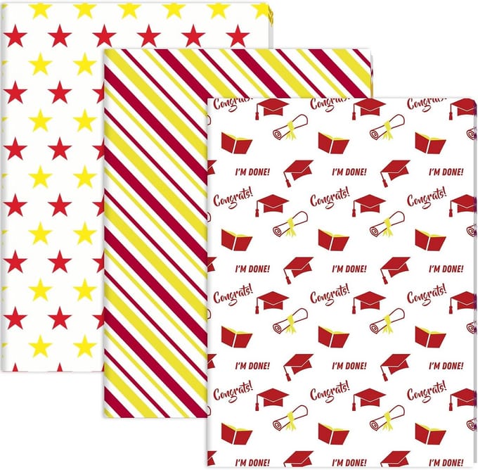 90 Vellen Tissuepapier 2025 Afstuderen Thema 50x35 cm Cadeaupapier Rood