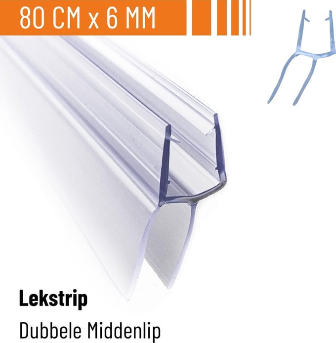 Simple Fix Douchestrip - Lekstrip - Waterkering - Douchedeurafdichting 80CM Lang - 4/5/6MM Glasdikte - Lekdorpel