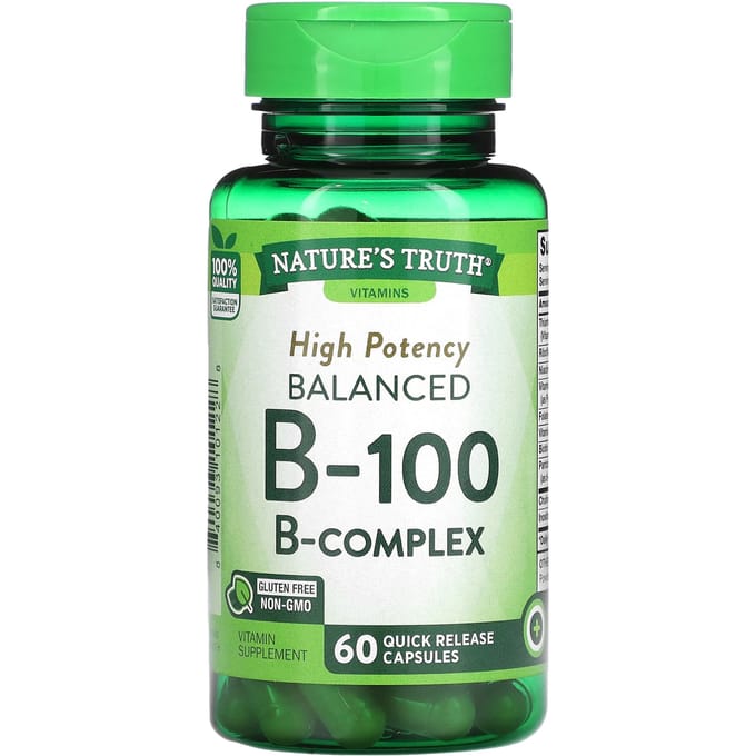 Nature's Truth, B-100 équilibré, 60 capsules à libération rapide et haute puissance